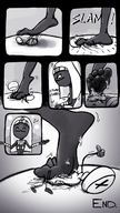 drawing giantess crush alien comic monochrome toes barefoot gore foot_crush queen dark_skin skimpy_clothing queen_tyrahnee duck_dodgers bonesplinters cartoon_network
