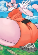 drawing panties furry cat anthro mega upskirt destruction blue_eyes embarrassed looking_down pink_skin shima_luan