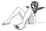 drawing monochrome barefoot unknown_artist shrunken_woman between_toes console-tan playstation_4 ps_vita