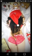 collage panties black_hair long_hair butt bra underwear lying_down shrunken_woman jumping santa_hat desvastiny