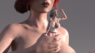 nipples white_hair nude panties large_breasts handheld angry red_hair lipstick fist scar digital_render the_witcher giantess_lover45 triss ciri triss_merigold