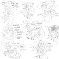drawing giantess vore comic monochrome fantasy digestion egyptian short_hair sketch inside_stomach snake_girl growling_belly itsuune regurgitation stomach_ache