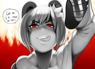 drawing tongue red_eyes soft_vore monster_girl point_of_view licking_lips dialogue sharp_teeth modeseven nuki stinger