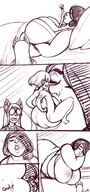 vore sleeping comic monochrome large_breasts tongue brunette bbw bulge belly blowjob sketch swallowed voluptuous sheela long_tongue unwilling