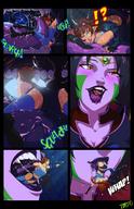 drawing giantess vore blushing comic color tongue mouth teeth saliva sitting unwilling licking_lips throne tsavo dialogue panels purple_skin internal_view triforce looking_at_tiny majora the_legend_of_zelda shaded jessica_dimensal