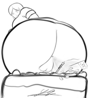 drawing monochrome destruction sitting bottomless fart looking_back big_butt flag korea no_background yamumil