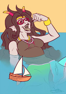 drawing vore horns color tongue glasses fangs open_mouth dangle ships source_needed homestuck looking_at_tiny feferi_peixes jash