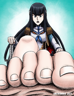 drawing toes barefoot point_of_view looking_at_viewer kill_la_kill ryuko_matoi micromike satsuki_kiryuin hair_streak
