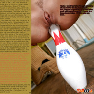 collage insertion story sitting anal_insertion shrunken_man dialogue bowling_pin