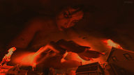 giantess nude destruction fire looking_down night houses outdoors long_nails digital_render
