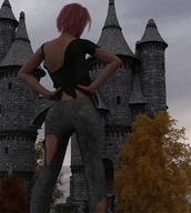 growth giantess butt castle red_hair standing runswithferrets hands_on_hips digital_render