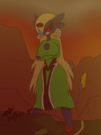 drawing giantess large_breasts clothed cleavage angry looking_down outdoors cleavage_window arms_folded