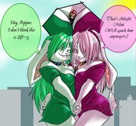 breasts drawing giantess furry blushing color bunny anime breast_crush lesbians