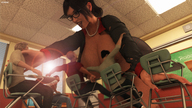 breasts growth nipples large_breasts glasses mini_giantess reaching teacher students desks digital_render gtsx3d