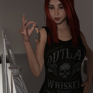long_hair handheld red_hair shrunken_man looking_down indoors between_fingers top pinched digital_render inkonitoman