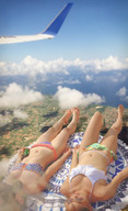 bikini giantess collage mega barefoot asian lying_down sunglasses giantesses outdoors flip_flops airraid
