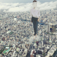 giantess collage city mega long_hair high_heels jeans brunette asian sandals walking outdoors airraid