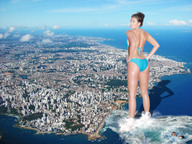 giantess collage landscape city mega swimsuit destruction ocean wonderslug aerial_view wading crushed_ship tiny-little-lisa maria_eriksson