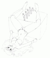 breasts drawing giantess insertion nude monochrome large_breasts long_hair barefoot cleavage bra cat_ears stockings digestion lying_down animation looking_down cat_girl willing voluptuous kissa-g ankle_bracelet legs_spread semi_nude no_background bare_legs bare_midriff grayscale bare_thighs