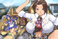 breasts drawing growth giantess city black_hair color long_hair destruction bra buildings purple_hair brunette mermaid sweat shocked outgrowing_building running maid_uniform voluptuous sweat_drop duckbanks