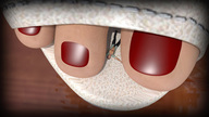 feet lying_down sandals shrunken_man pedicure on_shoe digital_render