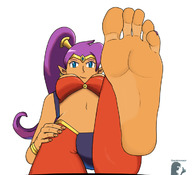 drawing giantess feet color large_breasts clothed purple_hair point_of_view looking_at_tiny shantae sizeworkshop