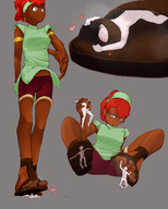 drawing giantess crush feet color penis handheld red_hair sitting sandals foot_crush heart dark_skin willing stinky_feet no_background looking_at_tiny anon fooooly