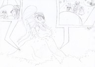 drawing growth giantess monochrome large_breasts destruction sharp_teeth eyepatch lightarchon undertale frisk toriel undyne papyrus sans asgore alphys