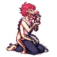 breasts drawing giantess vore comic color licking handheld barefoot pink_hair lying_down sitting medium_length_hair dangle closed_eyes monster_girl spider_girl imminent_vore no_background extra_arms looking_at_tiny rururururus