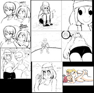 breasts drawing giantess nude vore blushing city mega monochrome large_breasts tongue clothed handheld cleavage smiling squatting belly shorts heart lesbians sketch hugging dangle voluptuous licking_lips top dialogue imminent_vore on_shoulder looking_at_tiny fupoo unusual_pupils sketches heart_pupils rip_(fupoo)