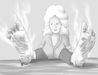 drawing giantess feet monochrome sweat smiling foot_worship king_of_the_hill nancy giantwaifus dale