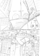 drawing giantess crush city comic monochrome butt destruction buildings foot_crush legs trample sneakers jhonair