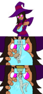 drawing nude comic color glasses fairy brunette witch bottle shrunken_man trapped dark_skin no_background tornado_titan