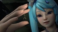 blue_hair shrunken_man between_fingers looking_at_tiny digital_render the_legend_of_zelda hyrule_warriors abelyard link_(the_legend_of_zelda) lana_(hyrule_warriors)