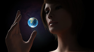 giantess earth giga planet brunette hand reaching sorenzer0 digital_render cosmic_giantess