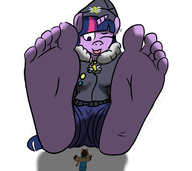 furry anthro long_hair tongue barefoot soles purple_hair sitting shrunken_man purple_skin my_little_pony twilight_sparkle winking no_background sleepycoffin