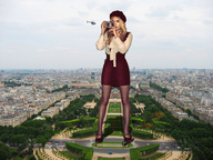 giantess collage city blonde skirt helicopter shoes nylons streets sky paris !maz city_scape