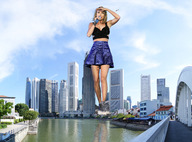 collage city mega blonde destruction skirt helicopter legs skyscraper sky point_of_view taylor_swift !maz waterway crushed_building singapore