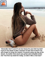 collage long_hair beach barefoot butt_crush brunette domination legs shrunken_man underneath pinned dialogue squeezemeflat seashore