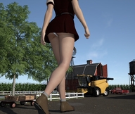 giantess panties upskirt clothed skirt farm walking runswithferrets digital_render corn combine