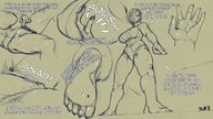 drawing giantess panties comic monochrome large_breasts handheld barefoot foot_crush trapped adventurers stuck_on_sole on_palm kononiko