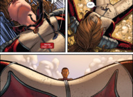 drawing mega comic large_breasts long_hair brunette comic_book jumpsuit dialogue panels on_chest cassie_lang stature miles_morales spider-man marvel_comics skintight_clothing narration