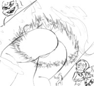 drawing giantess nude furry anthro monochrome butt_crush sketch necrolepsy katty_katswell kitty_katswell mrs_katswell tuff_puppy