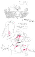 drawing comic monochrome robot bra drunk shrunken_man lucy between_breasts emmacat64