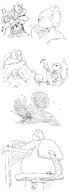 drawing comic monochrome shrinking butt_crush demon sitting shrunken_man monster_girl computer iris_(ethan64) emmacat64