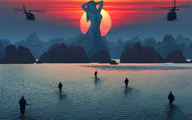 breasts giantess collage nude mega water helicopter military wonderslug sun giantess_katelyn mountains king_kong looking_at_viewer soldiers sunrise skull_island