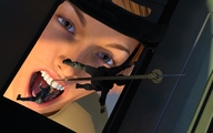 giantess vore open_mouth falling hanging_on imminent_vore digital_render