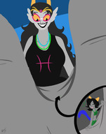 drawing gentle horns color barefoot glasses between_toes source_needed homestuck feferi_peixes twisted_persona nepeta_leijon
