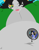 drawing giantess micro horns color tongue navel looking_down source_needed homestuck twisted_persona nepeta_leijon meulin_leijon looknig_at_tiny