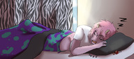 drawing horns sleeping color pajamas pink_hair pillow dress lying_down short_hair shrunken_man shirt closed_eyes pink_skin my_hero_academia mina_ashido xxxgoom